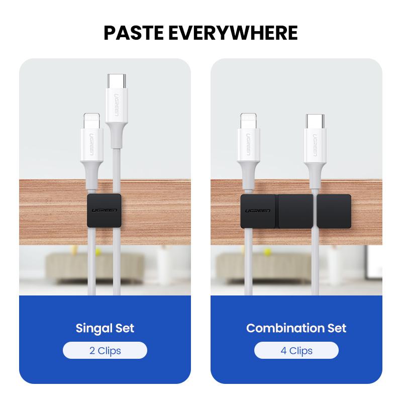 UGREEN Cable Clips Organizer Silicone USB Cable Winder Flexible Cable Management Clips Cable Holder For Mouse Headphone Earphone For Desk Car Wall Cable Fixer Organizer