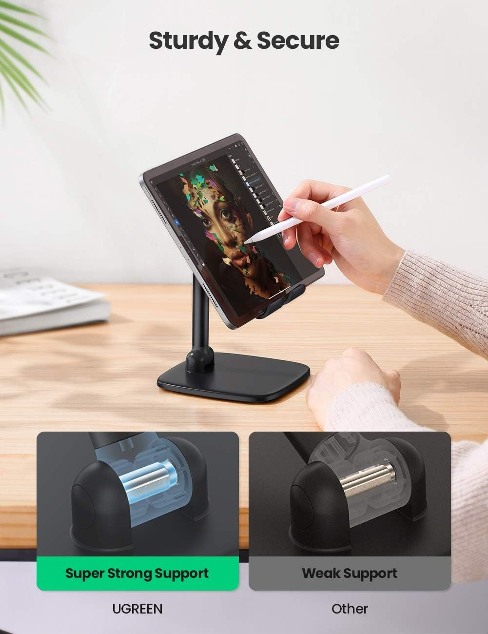 UGREEN 80197 Tablet Stand Holder Adjustable for iPad, phone up to 12.9 inch Dark Blue