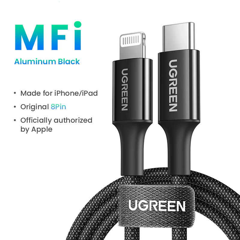 UGREEN MFI PD 20W Charger USB C Type-C to Lightning Cable Nylon Braided Fast Charger Data Sync