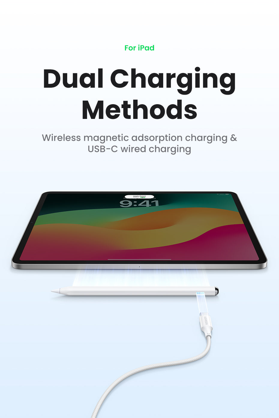 UGREEN Stylus Pen for iPad Apple Pencil Active Stylus Pen for iPad Air3/4, iPad Pro 2021 2022 2023 2024 iPad Accessories Touch Pen