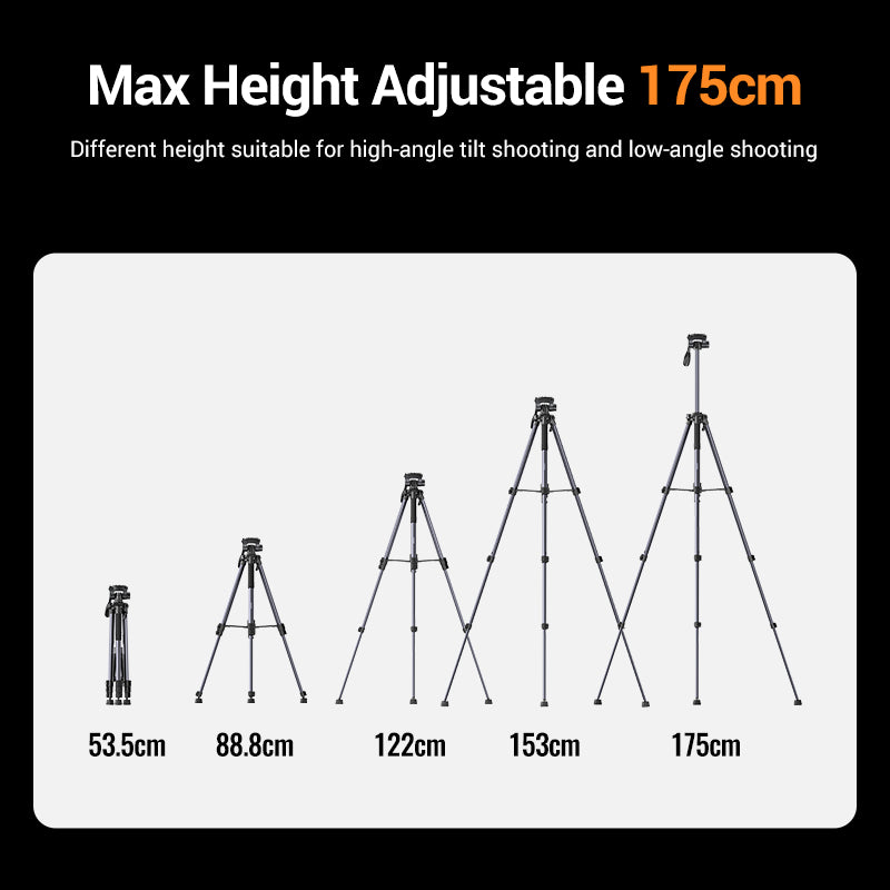 UGREEN Professional Tripod for Phone & Camera,360 Degree Portable Tripod Floor Stand Selfie Photography Record Video Livestream Adjustable height