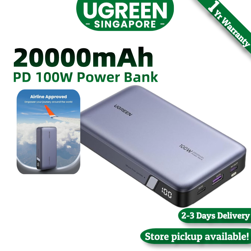 UGREEN 25188 100W 20000mah Powerbank, Nexode Portable Charger USB C 3Port PD3.0 battery bank, Compatible with MacBook Pro, Laptop, iPhone 15 Series, Samsung