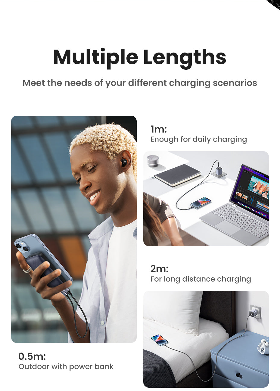 UGREEN MFI PD 20W Charger USB C Type-C to Lightning Cable Nylon Braided Fast Charger Data Sync
