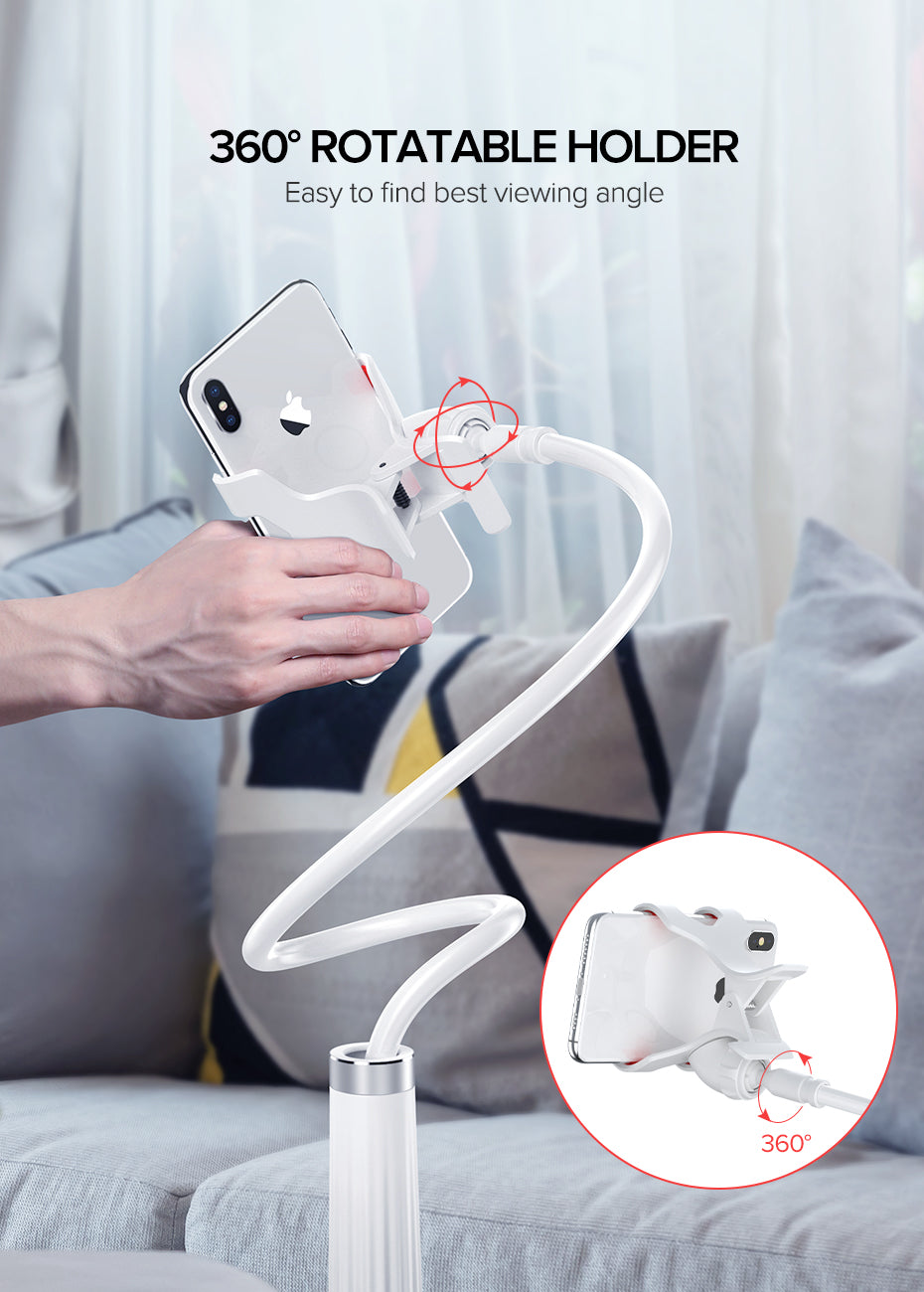 UGREEN 80906 Mobile Phone Holder for OPPO, VIVO, SAMSUNG, Realme, Huawei, Xiaomi, Redmi Arm Lazy Mobile Phone Goosneck Stand Holder for iPhone Flexible Bed Desk Table Clip Bracket for Smartphone