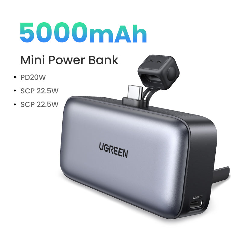 UGREEN 5000mAh Powerbank Portable Charger 22.5W Built-In USB-C Power Bank with LED Display PD USB C Mini Power Bank Fast Charging Battery Powerbank Compatible Android iPhone Samsung Huawei Honor Xiaomi