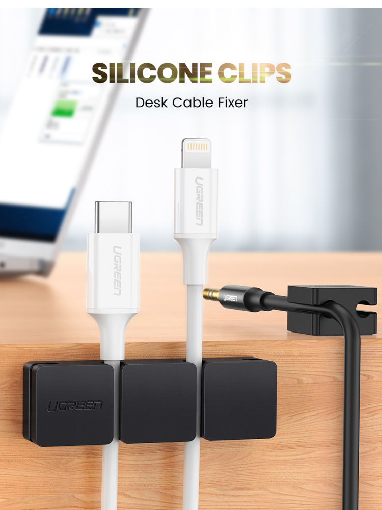UGREEN Cable Clips Organizer Silicone USB Cable Winder Flexible Cable Management Clips Cable Holder For Mouse Headphone Earphone For Desk Car Wall Cable Fixer Organizer