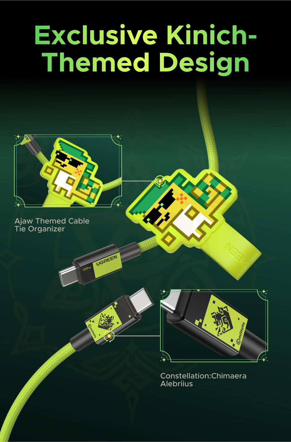 UGREEN Genshin Impact Edition 100W PD Cord Fast Charging Data Cable USB 3.0 Data Cable