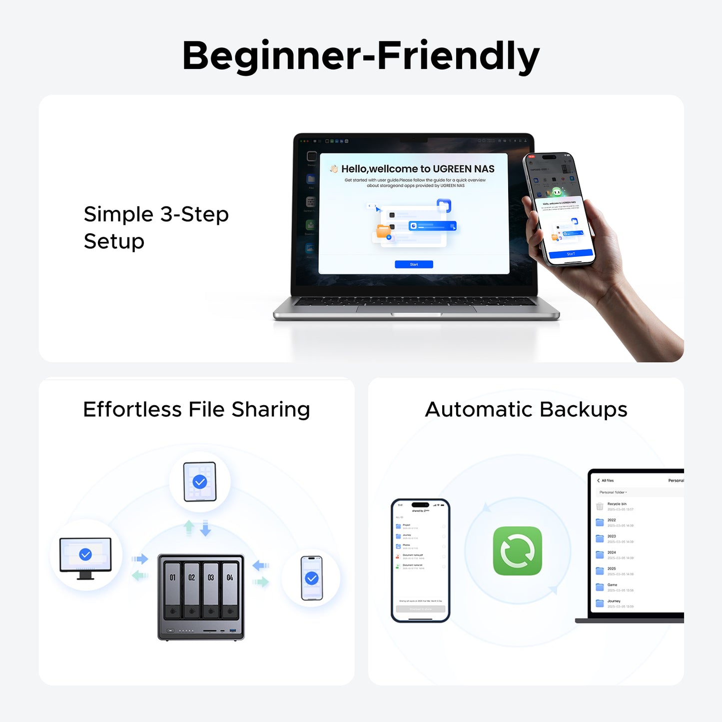 UGREEN NASync DXP4800 4-Bay Desktop NAS, Intel N100 Quad-core CPU, 8GB DDR5 RAM, 32G eMMC, 2 * 2.5GbE, 2 * M.2 NVMe Slots, 4K HDMI, Network Attached Storage (Diskless)