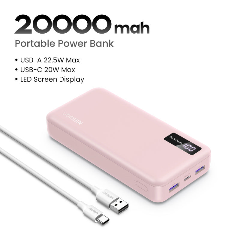 UGREEN PB311 10000mAh/20000mAh PD 20W SCP 22.5W QC 18W Power Bank USB Type C Portable Charger Compatible for iPhone Samsung Pixel iPad