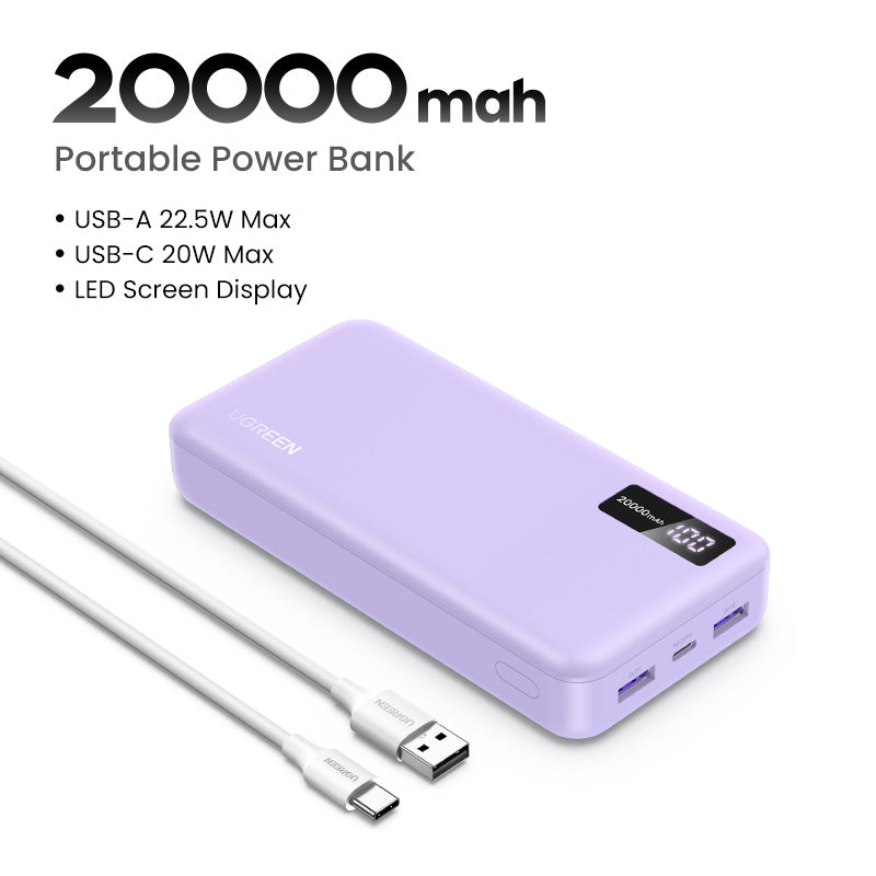 UGREEN PB311 10000mAh/20000mAh PD 20W SCP 22.5W QC 18W Power Bank USB Type C Portable Charger Compatible for iPhone Samsung Pixel iPad