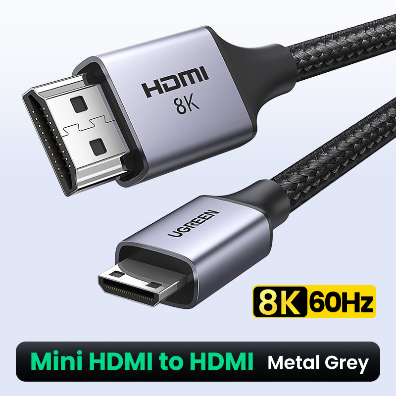 UGREEN 15514 8K 60Hz Mini HDMI to HDMI Ethernet Cable supports 3D and 8K60Hz Resolution