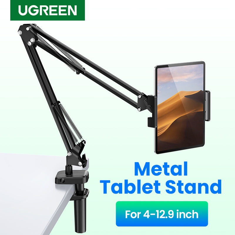 UGREEN Phone Holder Tablet Stand Mount 360 Rotation Adjustable Lazy Cellphone Clip Aluminum for Bed Long Arm