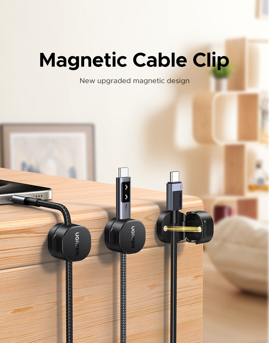 UGREEN 3Pcs Cable Clips Organizer Silicone USB Cable Winder Flexible Cable Management Clips Cable Holder For Mouse Headphone Earphone For Desk Car Wall Cable Fixer Organizer