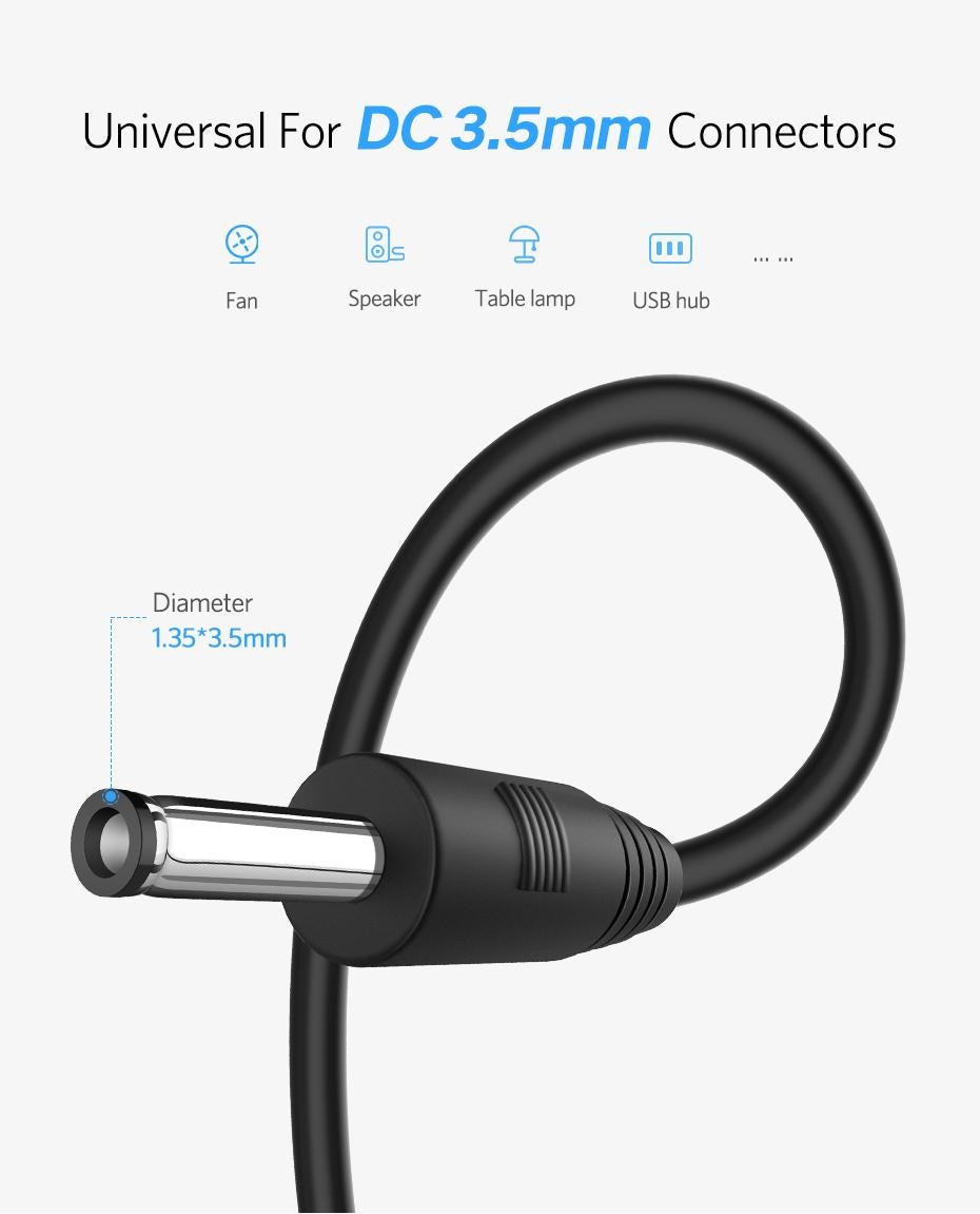 UGREEN 1M USB to DC 3.5mm Power Cable USB A Male to 3.5 Jack Connector 5V Power Supply Charger Adapter for HUB USB Fan Power Cable-1M