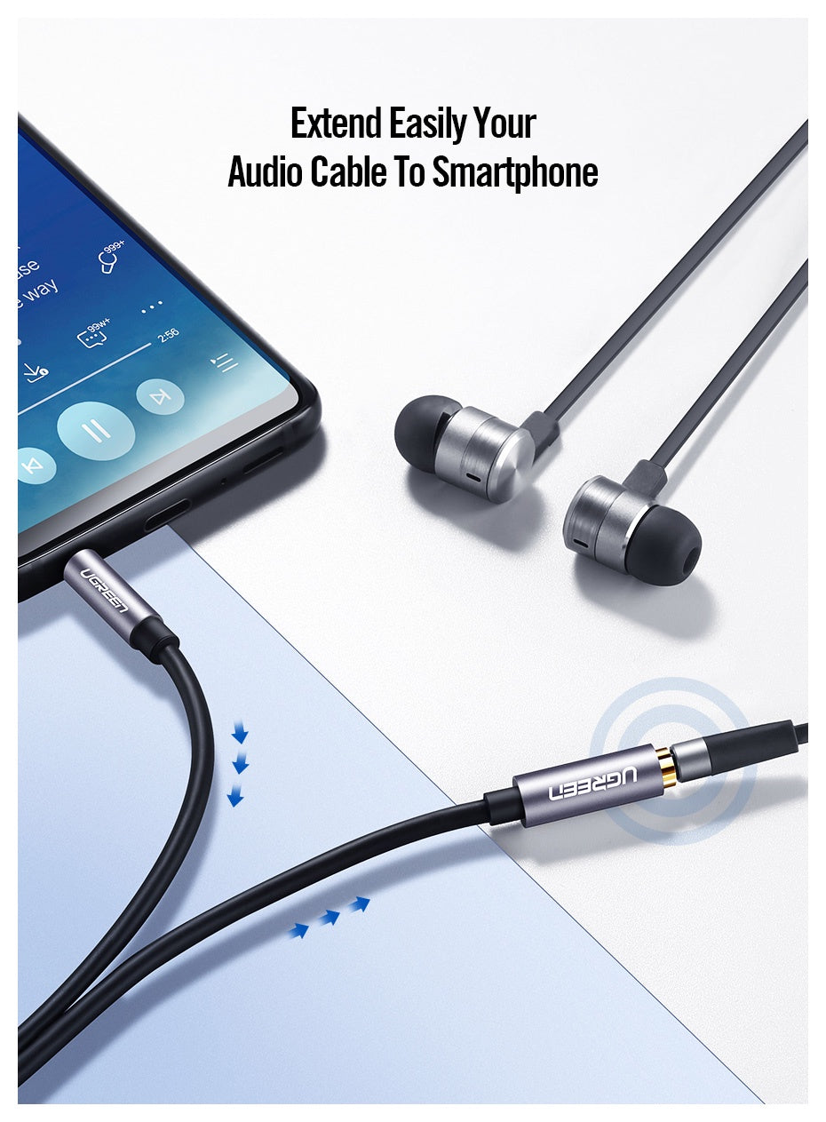 UGREEN 50439 3.5mm Extension Audio Cable Male to Female Aux Cable Headphone Cable 3.5mm Male to 3.5mm Female Extension Cable Nylon Braid Gold Plated
