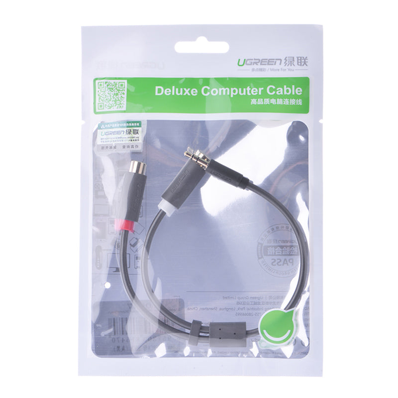 UGREEN 10547 3.5mm Male to 2RCA Female Jack Stereo AUX Audio Cable Y Adapter for iPhone MP3 Tablet Computer Speaker 3.5 RCA Jack Cable 0.25m