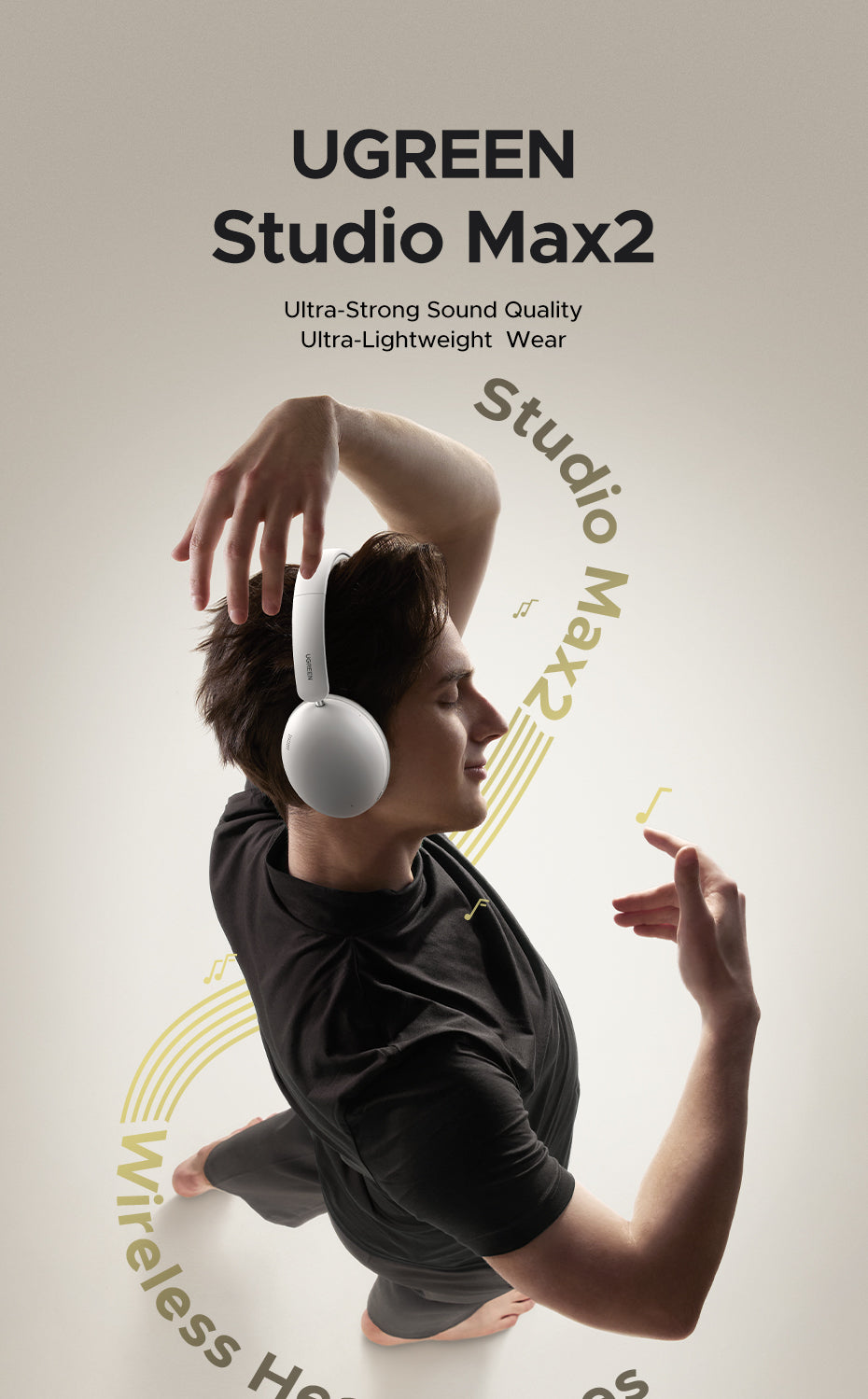 UGREEN HP205 Hi-Res Hitune Studio Max2 ANC Wireless Bluetooth 5.4 Earphones Over The Ear Noise Cancelling Headphone