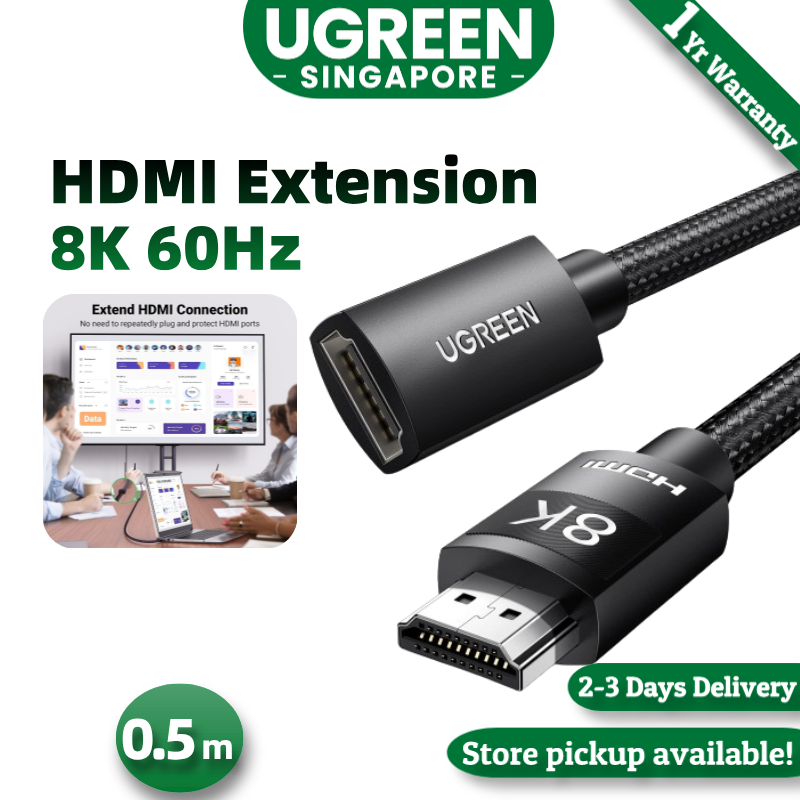 UGREEN HDMI Extension Cable 8K 60Hz HDMI 2.1 Extender Male to Female Compatible with PS5 PS4 Switch Xbox One S 360 BRAVIA XR Roku TV Stick Blu Ray Player Google Chromecast HDTV