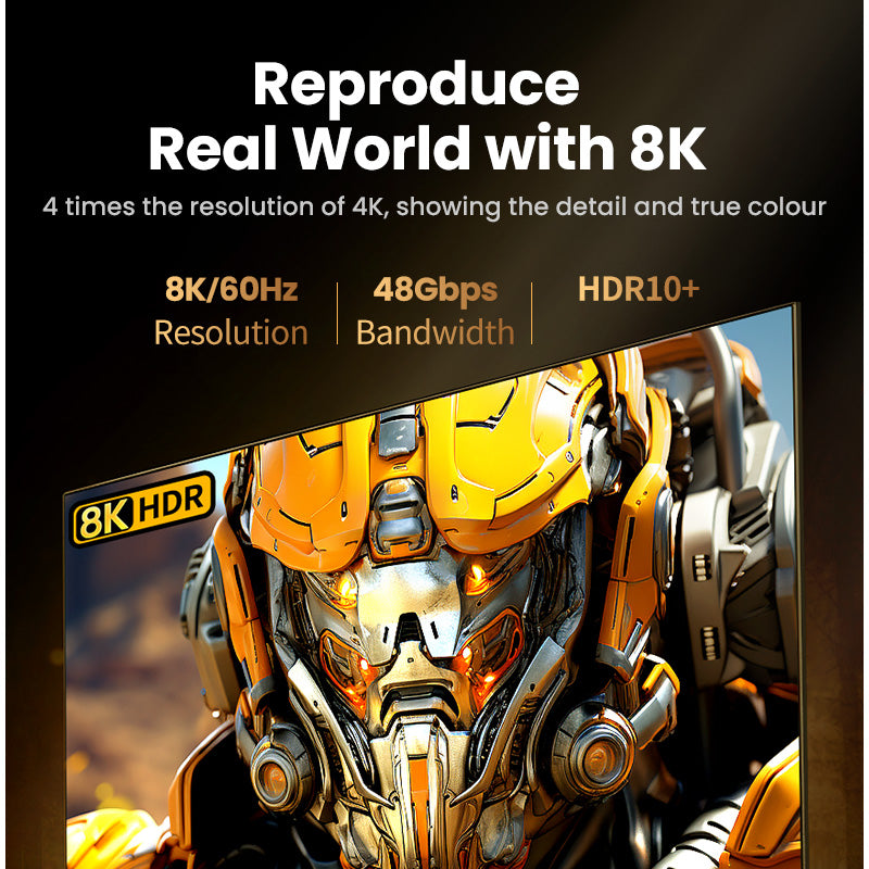 UGREEN HDMI 2.1 HDMI Cable 8K 48Gbps Ultra High Speed Cord 4K240Hz/8K60Hz Support Dynamic HDR eARC Dolby Atmos HDCP Compatible with PS5 PS4 Xbox Roku TV HDTV Blu-ray Projector