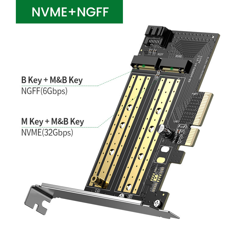 Ugreen PCIE to M2 Adapter NVMe M.2 PCI Express Adapter 32Gbps PCI-E Card x4/8/16 M&B Key SSD Computer Expansion Card