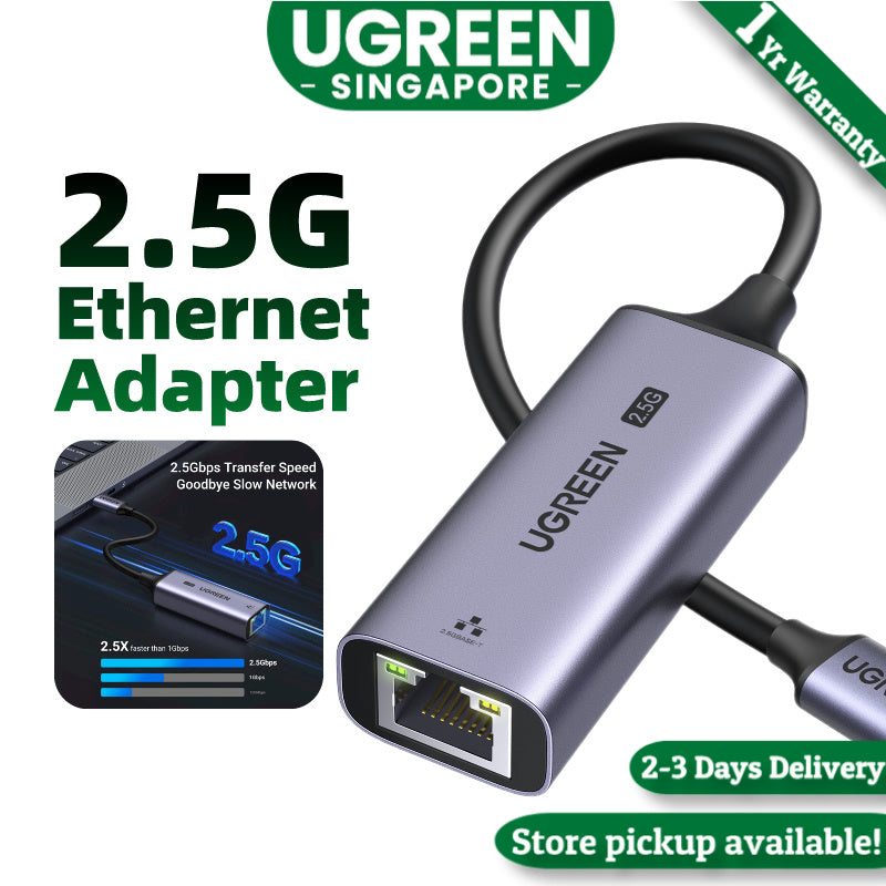 UGREEN 25052 USB C to 2.5G Ethernet Adapter Type C to 2.5 Gigabit 2500mbps Network Adaptor Thunderbolt 3 RJ45 LAN Converter Compatible with Windows MacOS iOS for iMac MacBook Pro/Air iPad Mini Surface Pro iPhone 15