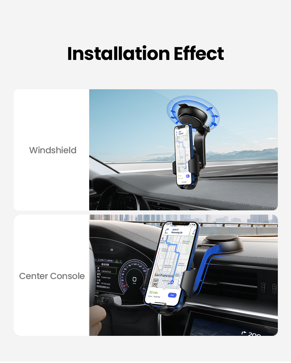 UGREEN Phone Holder for Car Windscreen Mobile Dashboard Mount Gravity Suction Cup Sticky Cradle Long Arm Clamp for iPhone , Samsung Galaxy S22 ,Huawei , Xiaomi, Oneplus