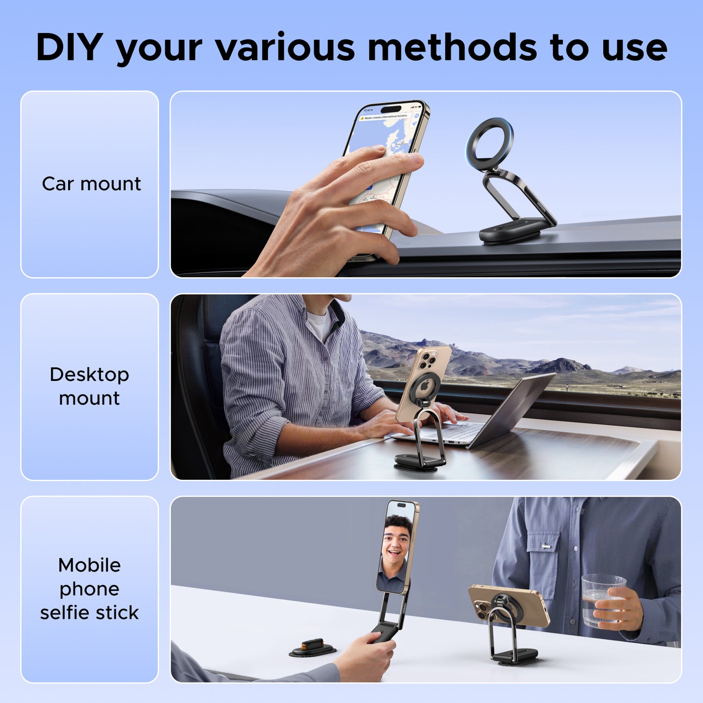 UGREEN MagSafe Car Mount Foldable Dashboard Holder for iPhone 16 15 14 Pro Max Samsung S24 S25 Ultra 360° Rotation Strong Magnetic Phone Holder
