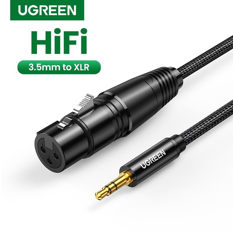 UGREEN 3.5mm to XLR Microphone Audio HiFi Cable XLR Female to Mini Jack Aux Mic Cord for Camcorders DSLR Cameras Compute