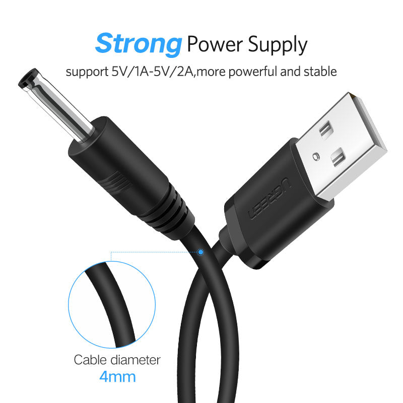 UGREEN 1M USB to DC 3.5mm Power Cable USB A Male to 3.5 Jack Connector 5V Power Supply Charger Adapter for HUB USB Fan Power Cable-1M