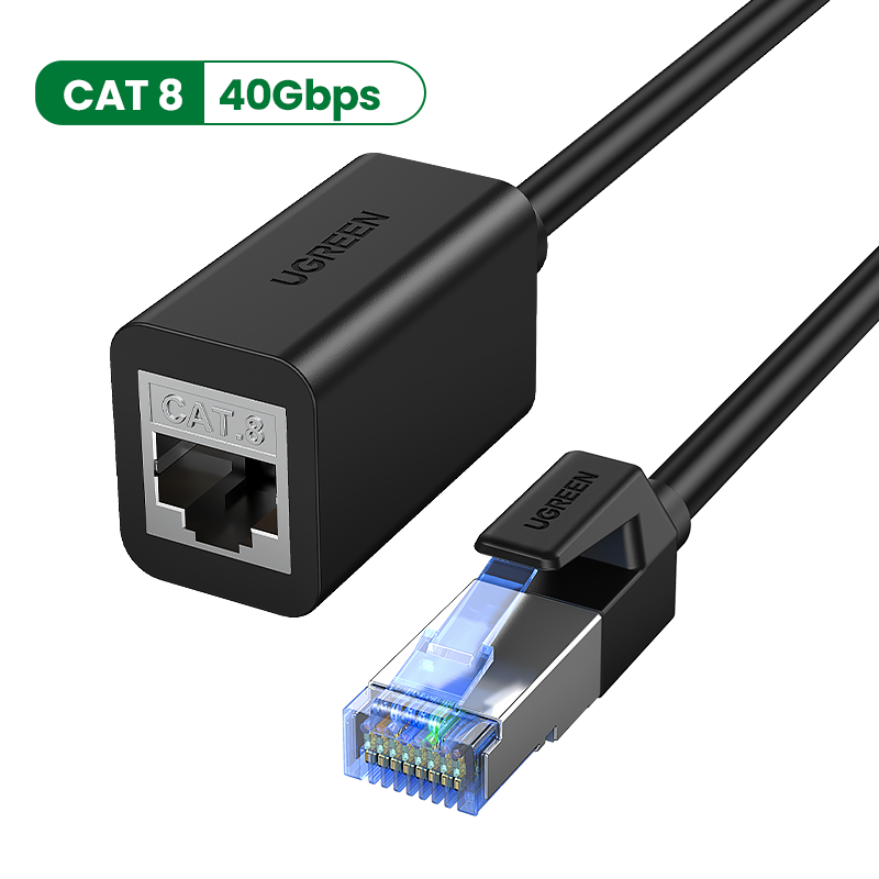 UGREEN Ethernet Extender Cable Cat 8 Extension Network Cable 40Gbps 2000MHz RJ45 Network Patch Cord Double Shielding Male to Female Connector Compatible for Router PC Laptop Modem