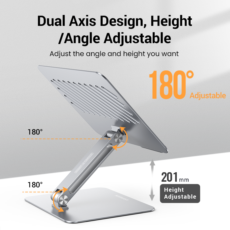UGREEN Laptop Stand for Desk Adjustable Laptop Holder, Ergonomic Laptop Riser with Heat-Vent, Compatible with MacBook Pro Air Stand, Dell Chromebook, HP Notebook