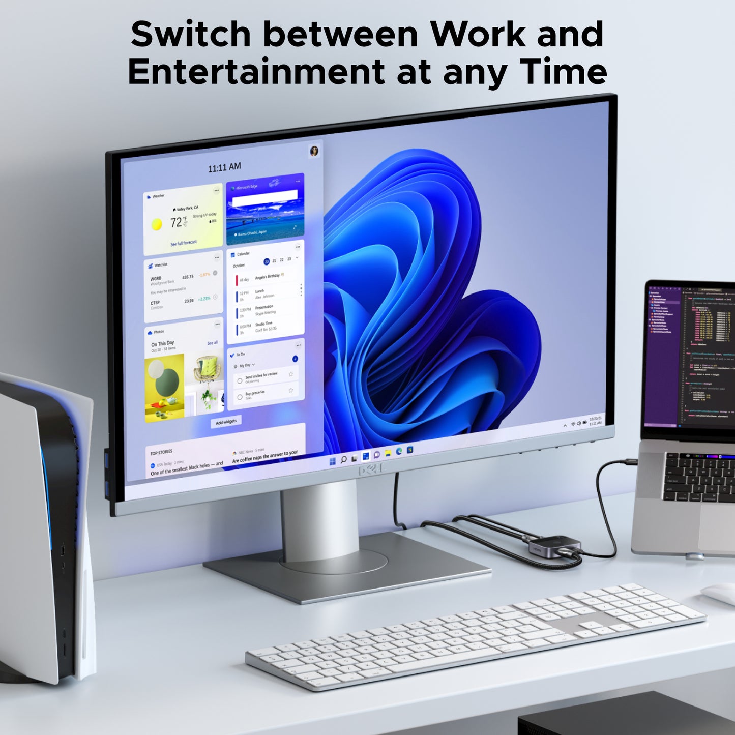 UGREEN USB C+HDMI Switch 2 in 1 Out 4K60Hz, Aluminum HDMI+USB C Switcher 2 Computers Supports 3D HDR HDCP2.2 Compatible with Laptops, Tablets, MacBook Air/Pro, Smartphones, Steam Deck, PS5/4, Xbox
