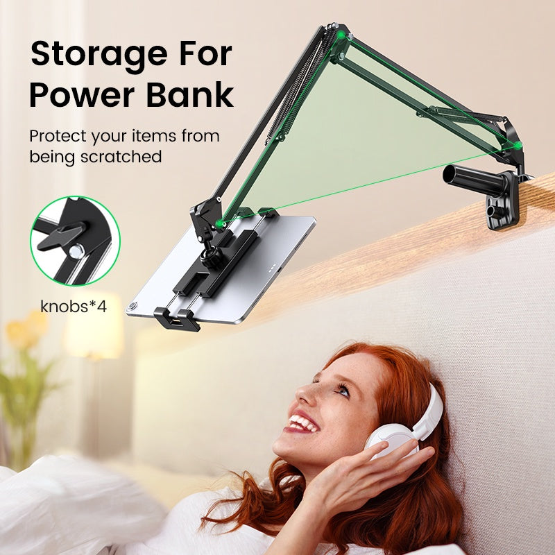 UGREEN Phone Holder Tablet Stand Mount 360 Rotation Adjustable Lazy Cellphone Clip Aluminum for Bed Long Arm