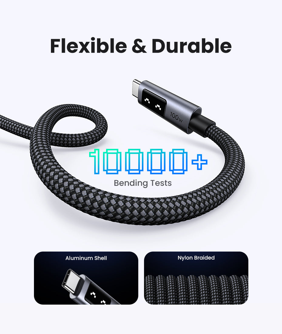 UGREEN Uno 100W USB C to USB C Cable, Fast Charging Type C Cord with LED Display, USB2.0 480Mbps Data Transfer for iPhone 16 Pro Max, MacBook Pro, iPad Pro, Galaxy S24, Pixel, Chromebook, Dell