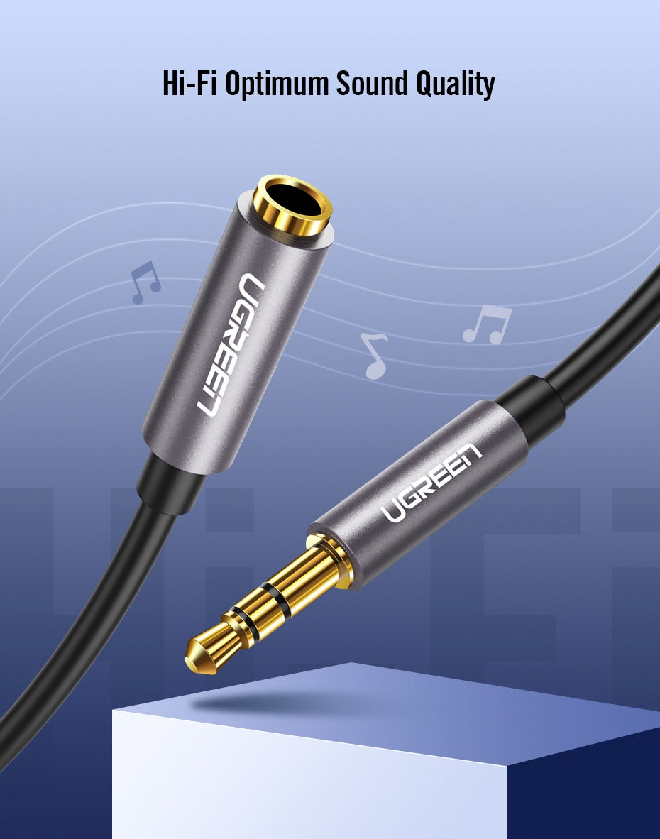 UGREEN 50439 3.5mm Extension Audio Cable Male to Female Aux Cable Headphone Cable 3.5mm Male to 3.5mm Female Extension Cable Nylon Braid Gold Plated