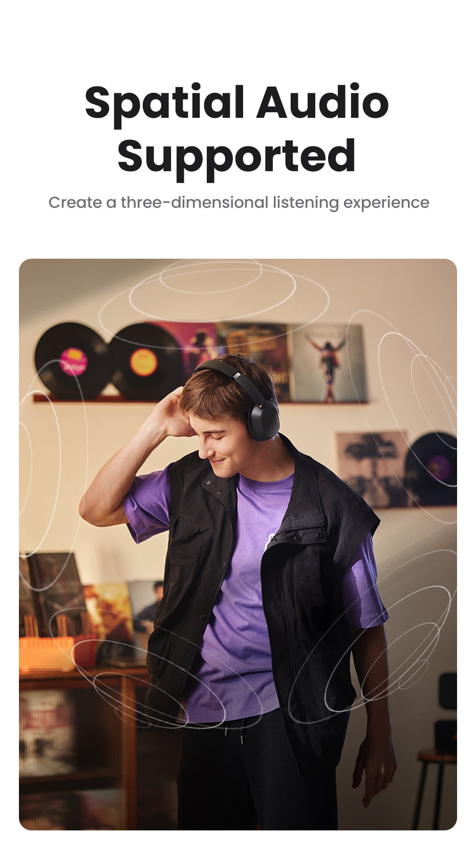 UGREEN Hi-Res Hitune Max5c ANC Wireless Bluetooth Earphones Over The Ear Noise Cancelling Headphone