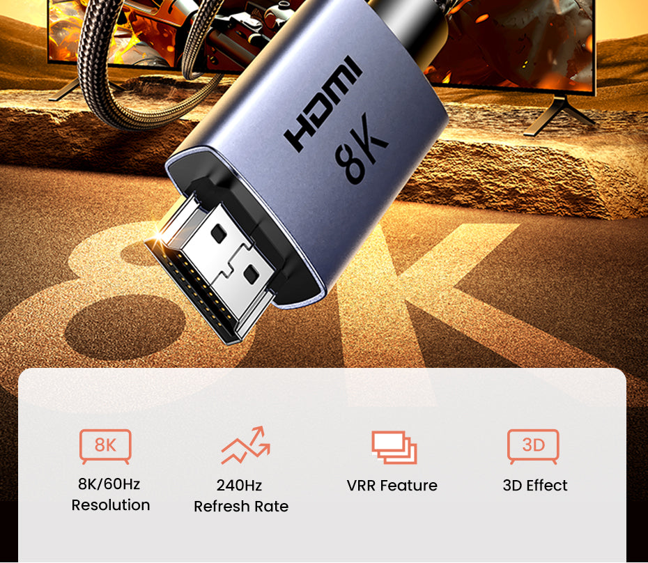 UGREEN 25910 HDMI 2.1 HDMI Cable 8K 48Gbps Ultra High Speed Cord 4K240Hz/8K60Hz Support Dynamic HDR eARC Dolby Atmos HDCP Compatible