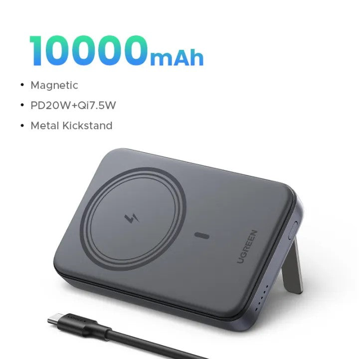 UGREEN 55140 10000mAh Foldable Kickstand Magnetic Battery Battery Bank Powerbank PD 20W Wireless Portable Power Bank Compatible with Magsafe iPhone 16/15/14/13/12 Series