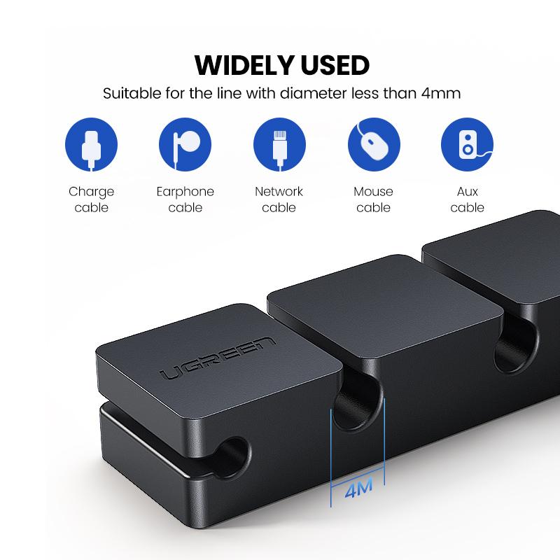 UGREEN Cable Clips Organizer Silicone USB Cable Winder Flexible Cable Management Clips Cable Holder For Mouse Headphone Earphone For Desk Car Wall Cable Fixer Organizer