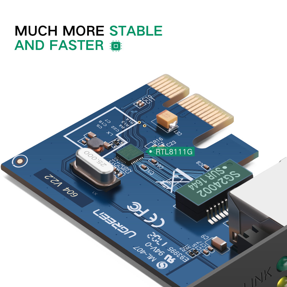UGREEN 30771 Gigabit Ethernet Pci Express Pcie Network Controller Card 10/100/1000Mbps rj45 Lan Adapter Converter For Desktop Pc