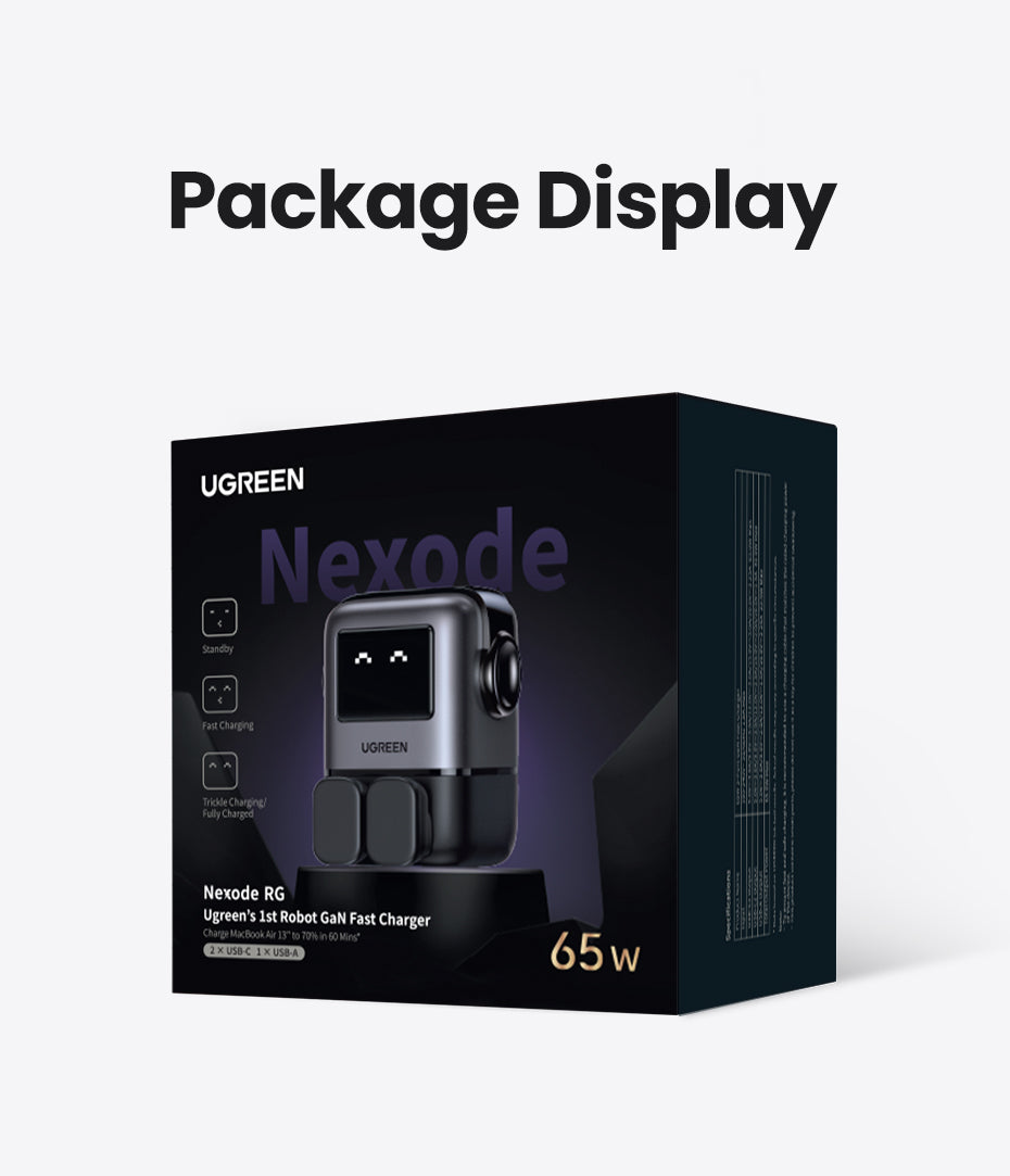 UGREEN Uno Charger 65W RobotGaN Charger 2 USB C 1 USB A Wall Charger GaN Charger for MacBook Pro/Air, Dell XPS, iPad Mini/Pro iPhone 16 15 Pro Max iPhone 16 15 Plus Samng Galaxy S24 Ultra Z Fold5 M14 Z Flip5 A35 A55, Pixel, and More