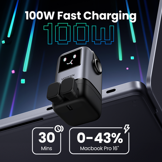 UGREEN Uno Charger 100W RobotGaN Charger 3 USB C 1 USB A Wall Charger GaN Charger for MacBook Pro/Air, Dell XPS, iPad Mini/Pro iPhone 16 15 Pro Max iPhone 16 15 Plus Samng Galaxy S25 S24 Ultra Z Fold5 M14 Z Flip5 , Pixel, and More