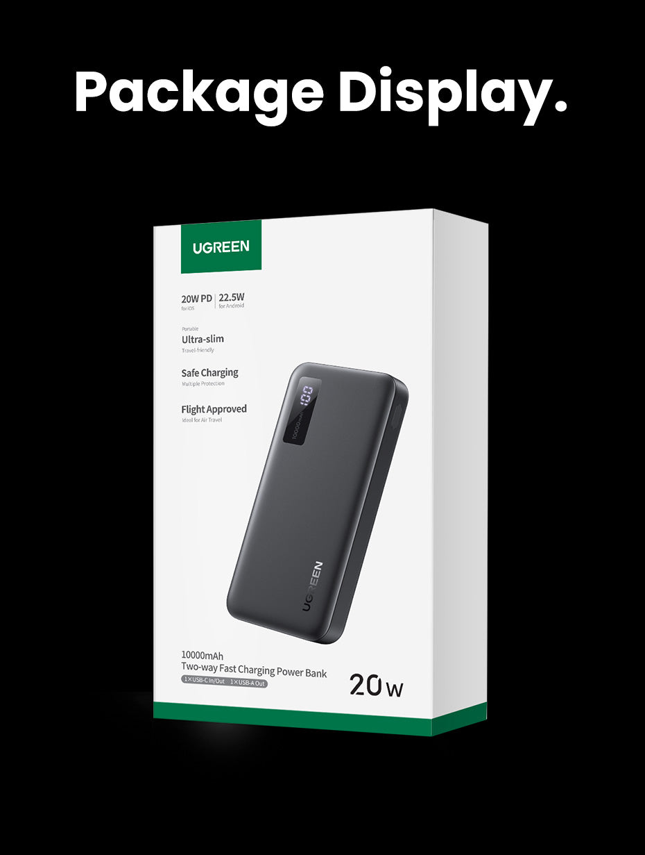 UGREEN PB311 10000mAh/20000mAh PD 20W SCP 22.5W QC 18W Power Bank USB Type C Portable Charger Compatible for iPhone Samsung Pixel iPad