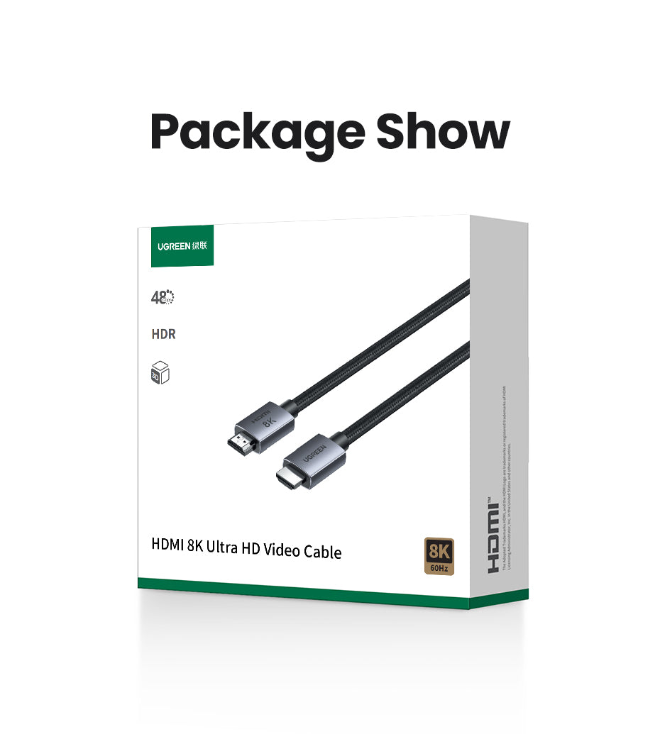 UGREEN 25910 HDMI 2.1 HDMI Cable 8K 48Gbps Ultra High Speed Cord 4K240Hz/8K60Hz Support Dynamic HDR eARC Dolby Atmos HDCP Compatible