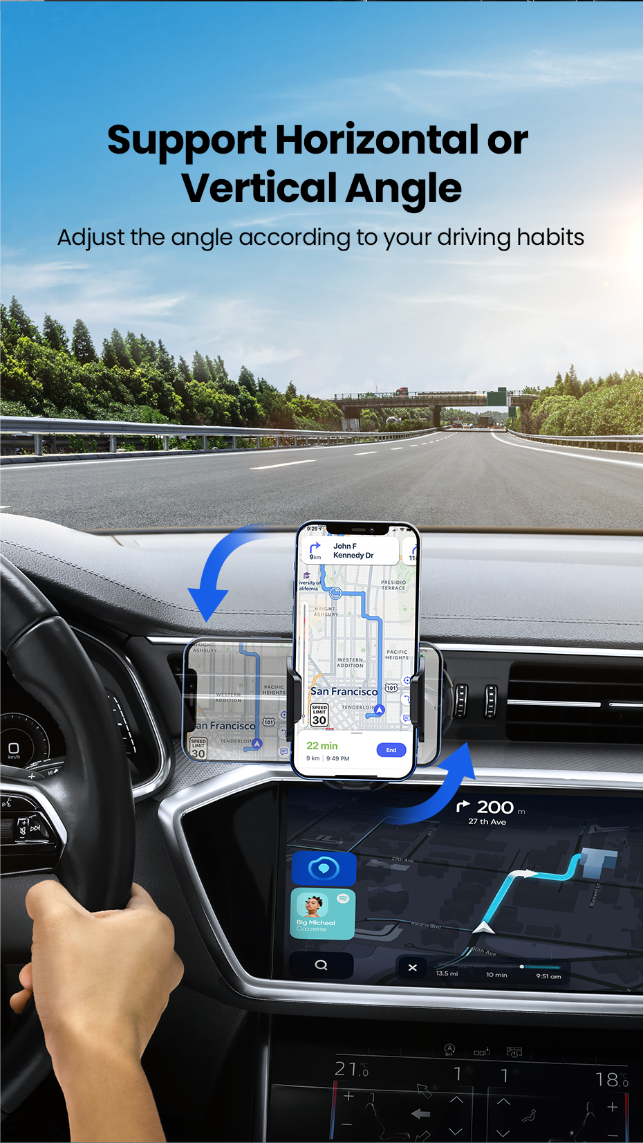 UGREEN Phone Holder for Car Windscreen Mobile Dashboard Mount Gravity Suction Cup Sticky Cradle Long Arm Clamp for iPhone , Samsung Galaxy S22 ,Huawei , Xiaomi, Oneplus