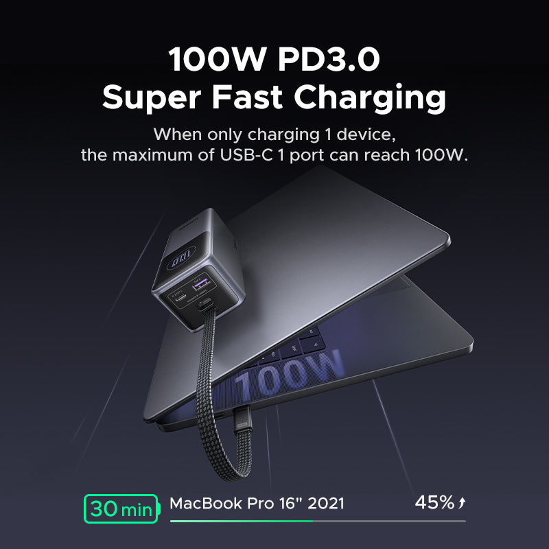 UGREEN 20000 mAh Laptop Power Bank, PD 130W Fast Charging Portable Charger with TFT Display, 3-Port External Battery Pack for Dell, MacBook Air/Pro, Lenovo, Supports Samsung 45W powerbank