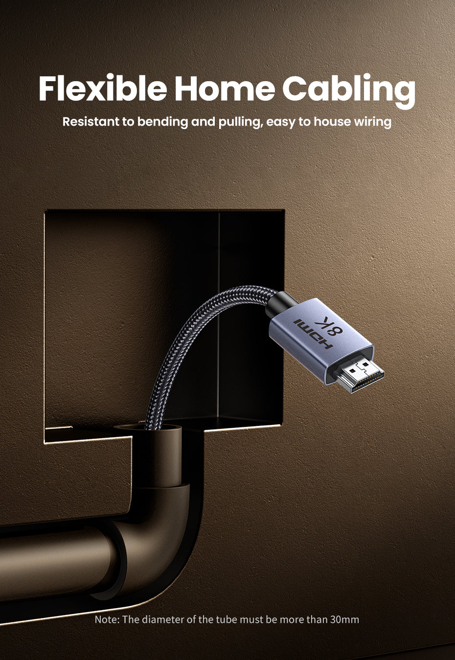 UGREEN 25910 HDMI 2.1 HDMI Cable 8K 48Gbps Ultra High Speed Cord 4K240Hz/8K60Hz Support Dynamic HDR eARC Dolby Atmos HDCP Compatible