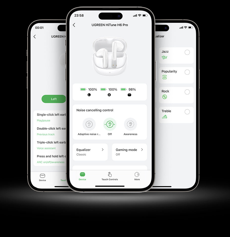 UGREEN HiTune H6 Pro TWS Earphones Wireless Headphones Bluetooth 5.3 Earbuds Double Mic Call Noise Reduction In-Ear Handfree Earbuds