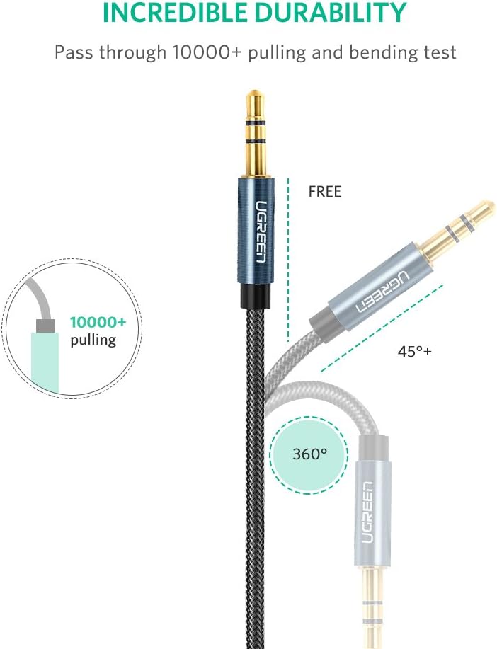 Ugreen 3.5mm Extension Audio Cable Male to Female Aux Cable Headphone Cable 3.5mm Male to 3.5mm Female Extension Cable Nylon Braid Gold Plated 3m ,5m
