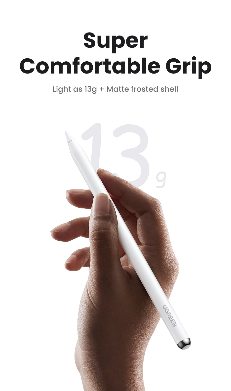 UGREEN Stylus Pen for iPad Apple Pencil Active Stylus Pen for iPad Air3/4, iPad Pro 2021 2022 2023 2024 iPad Accessories Touch Pen